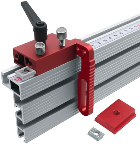 Aluminium-Legierung T-Schienen-Anschlag Typ 75, Gehrungsschienen-Anschlag, T-Nut T-Schienen fester Holzbearbeitungs-Positionierer, für Holzbearbeitung DIY-Werkzeuge (Rot)