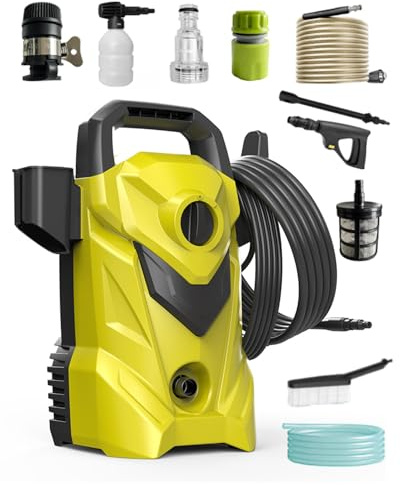 Idropulitrice Compatta ad Alta Pressione 3000W, 135 Bar, 360 L/h, Mini Idropulitrice Portatile Salva-Spazio con Pompa in Alluminio, Ideale per Lavaggio Auto e Balconi