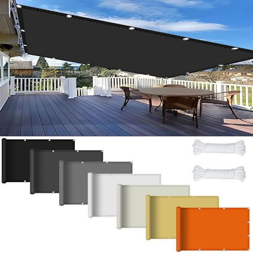 Filet d'ombrage Rideau pour Pergola 1.6 x 9 m Tissu Polyester UV Protection avec Oeillets Toiles D'Ombrages La Couverture Végétale pour Serre et Pergola, Noir