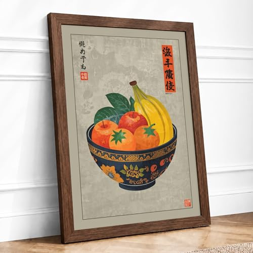 Ceramic Bowl of Plenty Vintage Framed Wall Art Print A2 Walnut | Ready to Hang, Premium Giclée Paper, Fade-Resistant Inks, Securely Packaged, UK Made