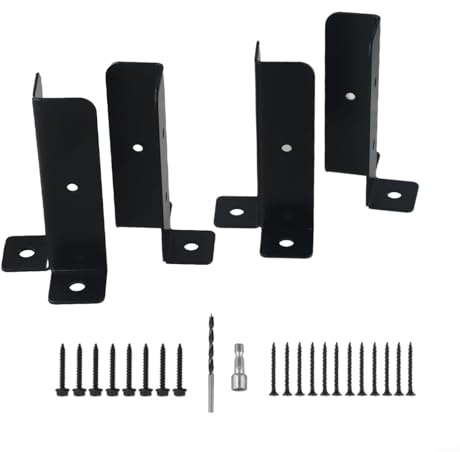 Staffe per pali di ponte, 4 pezzi, ancoraggio a terra regolabili, resistenti, per corrimano, corrimano, corrimano, kit di recinzione, nero