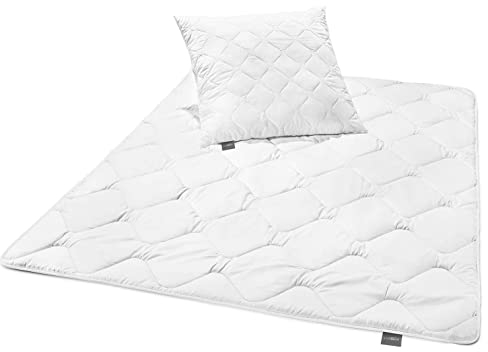 Traumnacht Cozy - Bettenset Mono Ganzjahresdecke, 1 x Übergangsbettdecke 155 x 220 cm und 1 x Kopfkissen 80 x 80 cm, weiß, Öko-Tex zertifiziert, produziert nach deutschem Qualitätsstandard