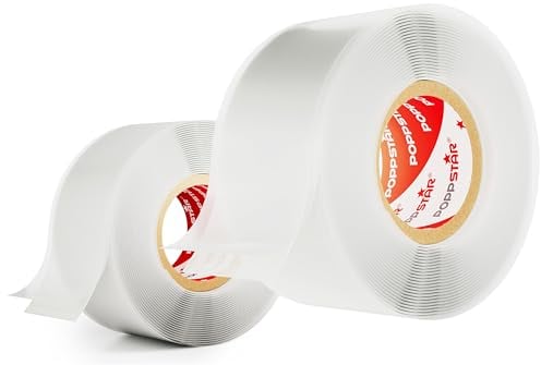 POPPSTAR selbstverschweißendes Silikonband, 3m x 25mm, Isolierband und Dichtungsband (Wasser, Luft), transparent, 2 Rollen