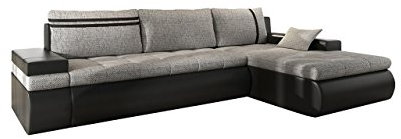 Mirjan24 Big Ecksofa Oslo, Eckcouch mit Bettkasten und Schlaffunktion, Sofa, Bettsofa, L-Form Couch, Elegante Schlafcouch, Polsterecke, Farbauswahl (Seite: rechts, Soft 011 + Lawa 05)
