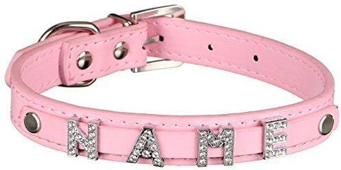 Scarlet pet | Hundehalsband »My-Name« inkl. 5 Strass-Buchstaben; mit Namen ihres Hundes personalisierbar; zusätzliche Buchstaben bestellbar (XS: 26 cm, Rosa)