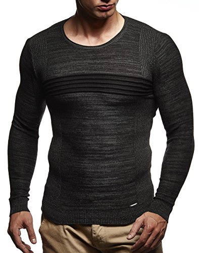 Leif Nelson Strickpullover Herren Rundhals - Dünner Männer Strick Pullover für Winter & Sommer - Coole Crewneck Männer Pullover mit Rundkragen