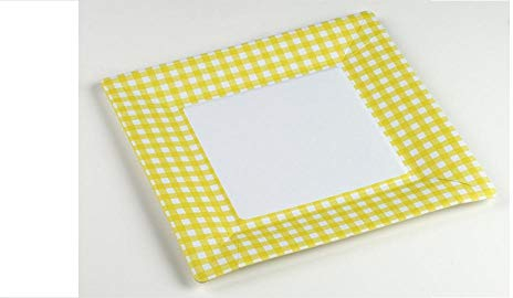 Le Nappage Assiette CARTON Carré Vichy Jaune 24 x 24 CM CONFX20 PCS
