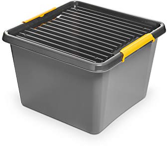 Orplast Solidstore Aufbewahrungsbox, 32 l, Graphit und Gelb, 1 Stück