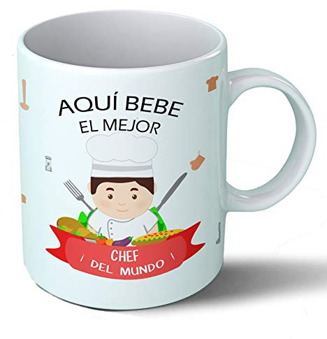 Planetacase - Taza Chef - Regalo Original Cocineros - Cerámica 330 mL - Taza Desayuno Apta para Microondas y Lavavajillas - Resistente a Lavados - Chef (Él)