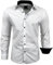 Subliminal Mode - Chemise Homme Bicolore uni Manches Longues Coupe Slim Business RN44,M,Blanc