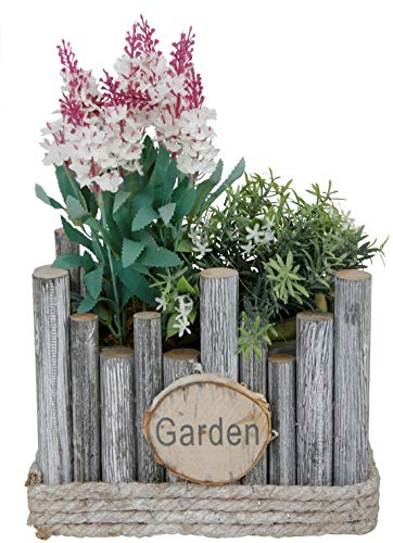 Spetebo Holz Pflanztopf eckig - 25x18x17cm - Garten Deko Pflanzschale Blumentopf Blumenkasten Pflanzkasten