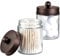 Apothecary Jars Bathroom Storage Organizer - Cute Qtip Dispenser Holder Vanity Canister Jar Glass with Lid for Cotton Swabs,Rounds,Bath Salts,Makeup Sponges,Hair Accessories/Bronze (2 Pack)