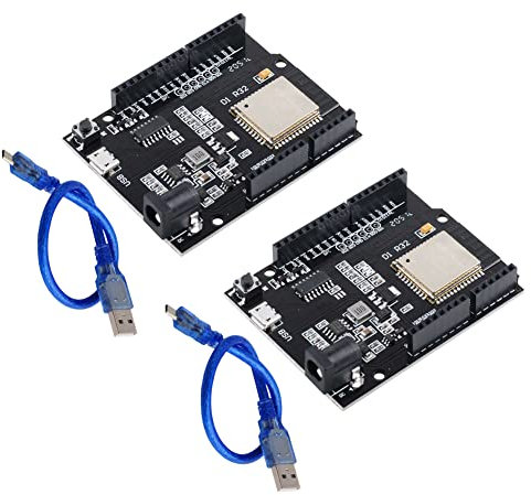 DIYmall U R3 D1 R32 Development Board ESP32 CH340G WiFi+BT Wireless Module 4MB Flash with USB Cable for Arduino (Pack of 2)