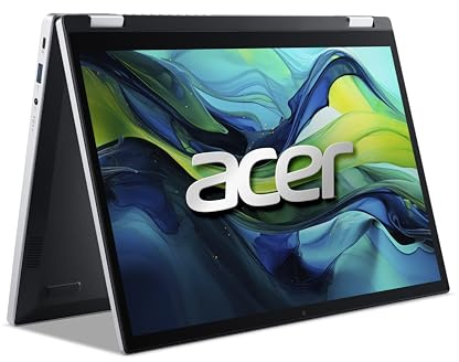 Acer Aspire Go Spin 14 (AGSP14-31PT-C5XX) Convertible Notebook, 14 WUXGA IPS Touch-Display, Intel N150, 16 GB RAM, 512 GB SSD, Intel Grafik, Windows 11, QWERTZ Tastatur, Silber