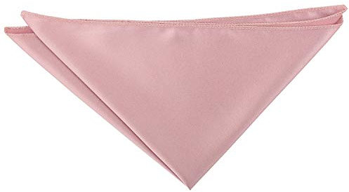DQT Fazzoletto quadrato da taschino da matrimonio formale in raso tinta unita, Rosa polvere, Taglia unica