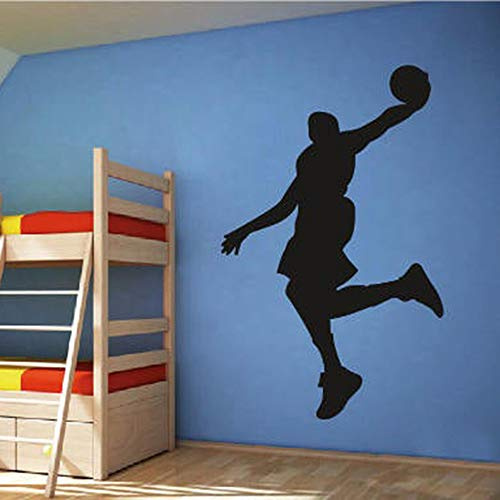 wZUN 2psc Basketball Wandtattoo Springen Slam Dunk Shooting Silhouette Vinyl Aufkleber Slam Dunk Wandaufkleber 91X57cm