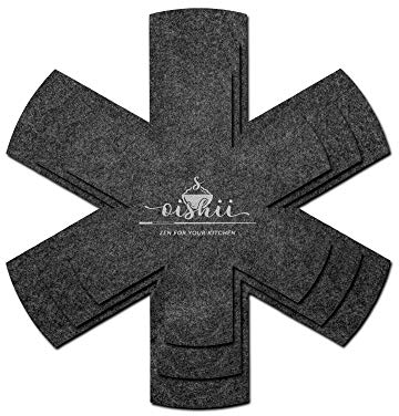 O-ishii 5er Set Pfannenschoner Filz, zuschneidbarer Stapelschutz für Pfannen, Töpfe, Schüsseln und Teller, Dunkelgrau