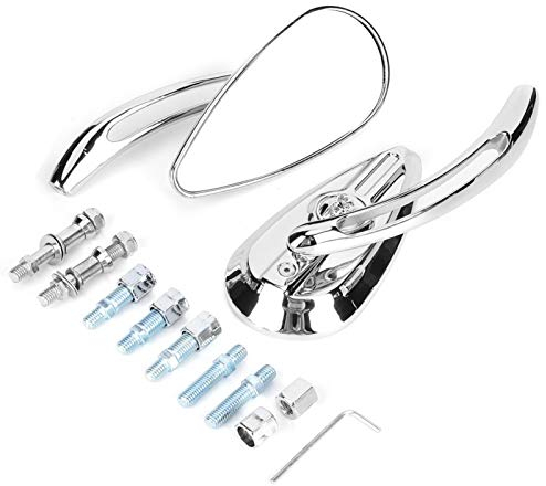 2 St¨¹ck Motorrad R¨¹ckspiegel Motocross verchromte R¨¹ckspiegel 8mm 10mm Gewinde Sch?del Teardrop Lenker Reflektor, automobiles Exterieur