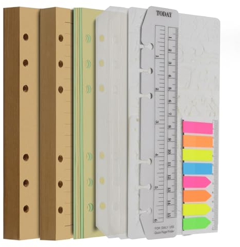 Wonderpool Nachfüllpacks Kraftpapier Einlage Set für 6 Ringbuch- Notizbücher 320 Seiten Blanko&Linie Papier Tagebücher mit Etui Schablonen Trennwänden Lesezeichen (A6)