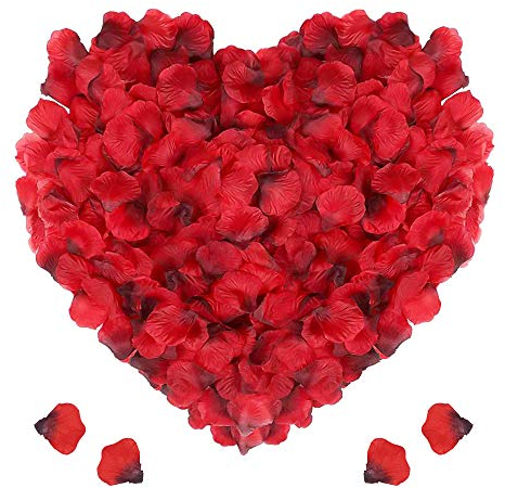 Punvot Rosenblätter, 3000 Stück Künstlich Rot Rosenblattblätter Rosen Blüten Kunstblumen Seidenblumen Romantische Dekoration Romantische Atmosphäre für Valentinstag Deko Jahrestag Geburtstags Hochzeit