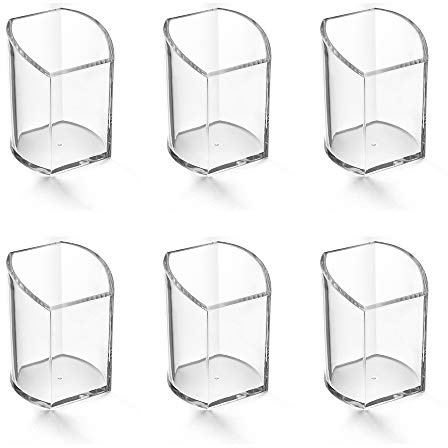 Osco Clear Acrylic Pen Pot 6 Pack – Curved Transparent Pencil Holder & Desk Tidy – Durable Office Organiser for Stationery, Pens, Pencils & Makeup Brushes – H10 x W7.5 x D7 cm