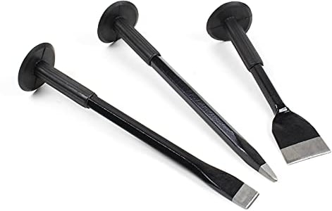 XPOtool Set de 3 cinceles manuales, cincel plano, cincel puntero, cincel ancho agarre antideslizante