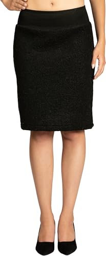 Caspar RO031 Damen Winter Bleistift Wollrock Knielang, Farbe:schwarz, Größe:40