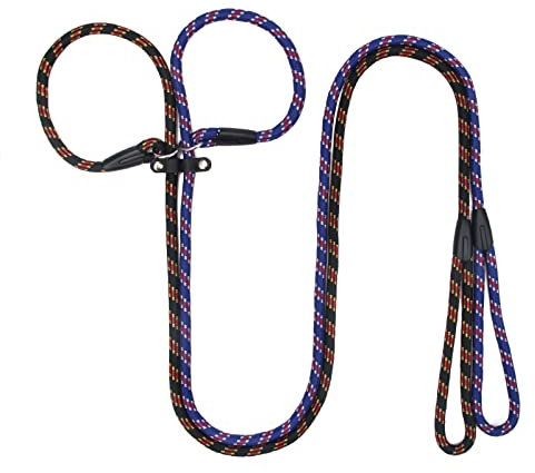Zhichengbosi 2 PACK Adjustable Dog Leash Nylon Training Lead Leash Durable,Soft For Dogs 10-80 lbs (black+blue)
