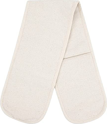 100% Cotton Professional Double Oven Glove Chef Catering Home Kitchen Cooks Restaurant Double Oven Cooking Gloves Heat Resistant Pot Holder Mitt 4 Sizes (17x91 cm)
