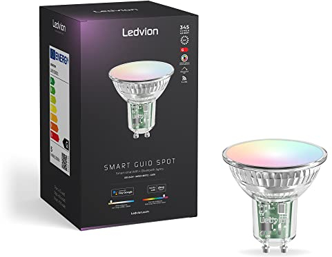 Ledvion - 4x Smart RGB+CCT GU10 LED Spot, 5W, 345 Lumen, Dimmbar, Wi-Fi Beleuchtung, Wi-Fi Licht, Alexa & Google Home