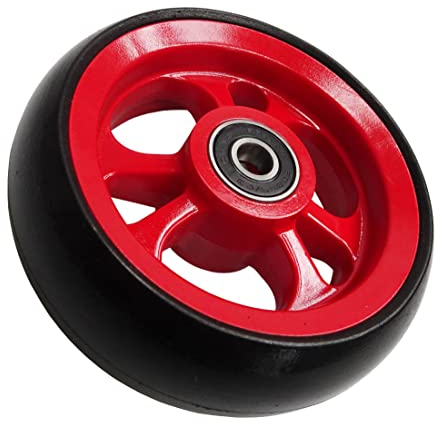 FabaCare Fiberrolle für Rollstühle, Rollstuhlrad, Ersatzrad, Rad, Rollstuhl-Lenkrolle, Spezialversiegelung, 4 Zoll, Rot