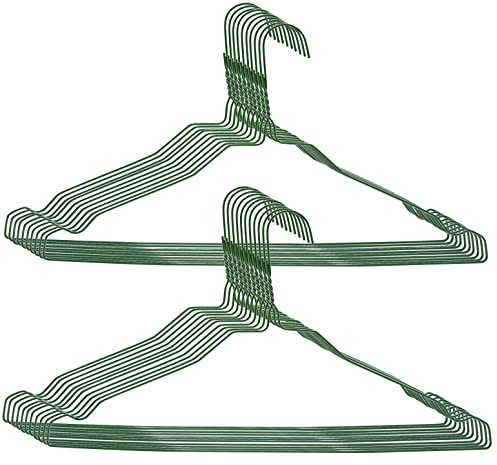 RSR Hangers Drahtbügel Kleiderbügel aus Metall 100 Stück Grün einfarbig Metallkleiderbügel Set Metall Draht Drahtkleiderbügel 40 cm Platzsparend