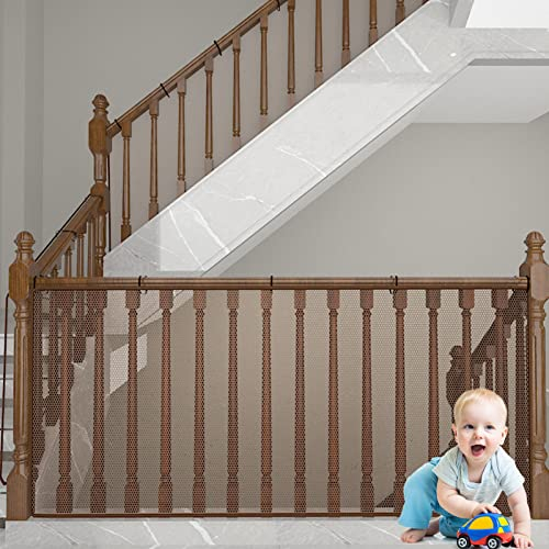 Kinder Sicherheitsnetz 600x78cm, Verdicken Baby Balkon Geländer Treppenhaus Sicherheitsnetz, Kinderschutz Balkon Netz Mesh Schutz Netze Balkonnetz für Outdoor, Haustiere und Spielzeug, Coffee