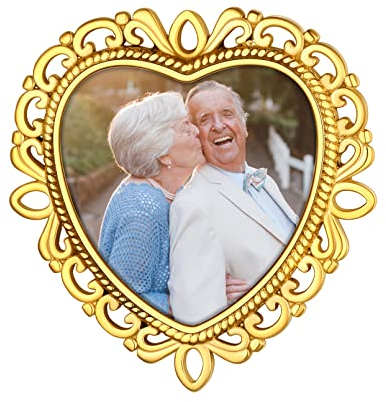 Custom4U Damen Brosche Pins Personalisierter Herz Foto Brosche Anstecker Memorial Foto Brosche Anstecknadel mit Eigenem Namen Gravur für Damen Frauen Mädchen