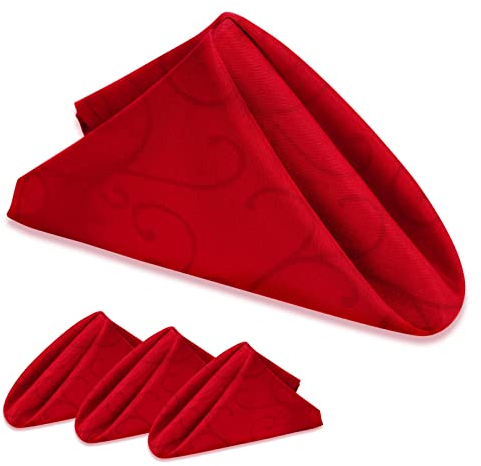 AYNKH Stoffservietten, 4 Stück, rot, 48,3 cm, Satin, Dinnerservietten, wiederverwendbar, waschbar, für Zuhause, Hotel, Abendessen, Hochzeit, Bankett, Party, Veranstaltungen