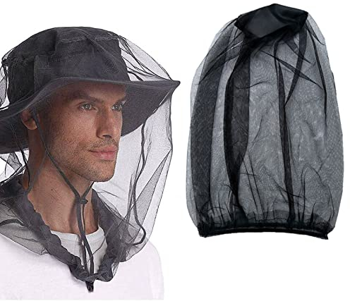 Hut Mit Moskitonetz,Moskitonetz Hut, Moskito Kopfnetz,Fliegennetz FüR Gesicht,MüCkenhut Kopfnetz,Anti-MüCke Biene Bug Insekt,Imker Schutzhut,Fly Maske Kappe Hut,Mesh Gesichtsschutz,Schwarz,55*50cm