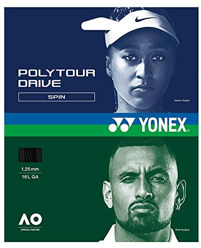 YONEX Poly Tour Drive - Corda da tennis 125/16L, colore: Nero