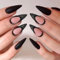 VEBONNY Faux ongles français noir mat frais sur les ongles, faux ongles français élégants avec strass au design moyen, ongles nude avec bordure noire, ongles courts en amande Vebonny FN-SA021