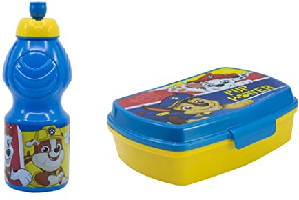 ALMACENESADAN, 4957, Pack retour à l'école Patrouille Patrouille Paw Patrol; composé de Bouteille sport 400ml et sandwich rectangulaire multicolore, produits réutilisables, sans BPA