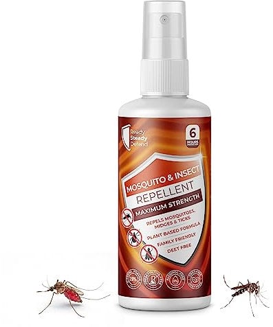 READY STEADY DEFEND Mosquito & Insect Repellent 100ml | 100% Natural Formula | Repels Mosquitoes, Midges & Ticks | Up to 6 Hours Protection | DEET Free