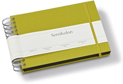 Semikolon 369979 Spiral Album Mini Mucho - 25x16 cm - Fotoalbum, 90 Seiten schwarz, Spiral-Fotobuch, matcha hell-grün