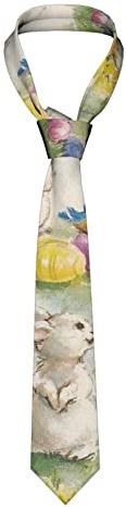 EVANEM Krawatte Herren Krawatten Seide Blume Kaninchen Ostern Drucken Business Formale Krawatte Krawatte Für Hochzeit Formale Anlass, Schwarz , One size