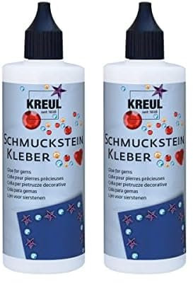 KREUL 49602 - Schmucksteinkleber, 125 ml Flasche, auf Wasserbasis hergestellt, trocknet transparent, mit feiner Düse für punktgenaues Aufkleben der Schmucksteine (Packung mit 2)