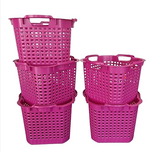BURI Wäschekorb Set Universalkorb vers Farben Stapelkörbe Gartenkörbe Korb robust, Farbe:lila, Menge:5 Stück