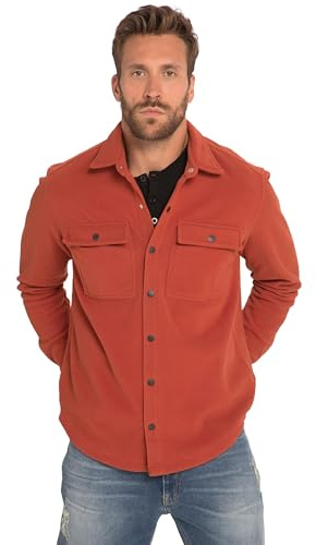 JP 1880 Herren große Größen Übergrößen Menswear L-8XL Overshirt, Langarm, Hemd, Kentkragen, Fleece, bis 8 XL gebrannter ton 7XL 820517537-7XL