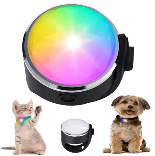 Tubasion 7 Colours in 1 Leuchtanhänger Hund, USB-C Wiederaufladba Blinklicht Hundegeschirr, Licht für Hundehalsband Silikon, IP65 wasserdichte Led Hundehalsband für Nachtspaziergänge