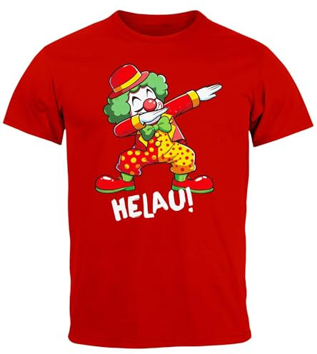 MoonWorks® Herren T-Shirt Fasching Karneval Dabbing Clown Kostüm-Ersatz Last Minute Faschingskostüme Männer Funshirt Rot XL