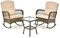 LIFEZEAL Schaukelstuhl Set, 3-TLG. Rattan Gartenmöbel-Set aus Gartentisch & 2 schaukelsessel, Balkonmöbel Set für 2 Personen, Sitzgruppe mit Kissen für Garten Balkon Terrasse