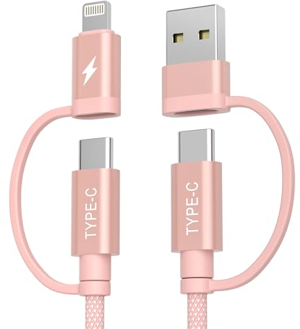 BASESAILOR 4 in 1 USB C to Lightning Charger Cable 3M,60W Fast Multi Charging Cord Lead with USB A/Lightning Adapter for iPhone 16 15 14 13 12 Plus,Mac,Samsung Galaxy S24 S23,Z Flip Fold,iWatch 10 9 8