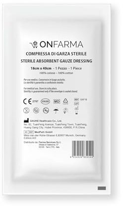 COMPRESSA DI GARZA STERILE cm 18x40-388ONFARMA - Reintegro Cassetta del pronto soccorso Fai da Te - Aggiorna in totale autonomia la tua cassetta medica.